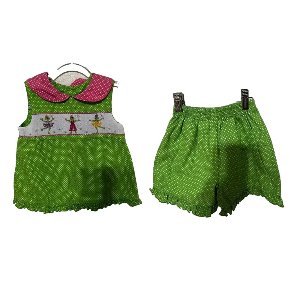 🎻Beaux et Belles Green&Pink Set frogs ballerina size 5 GUC